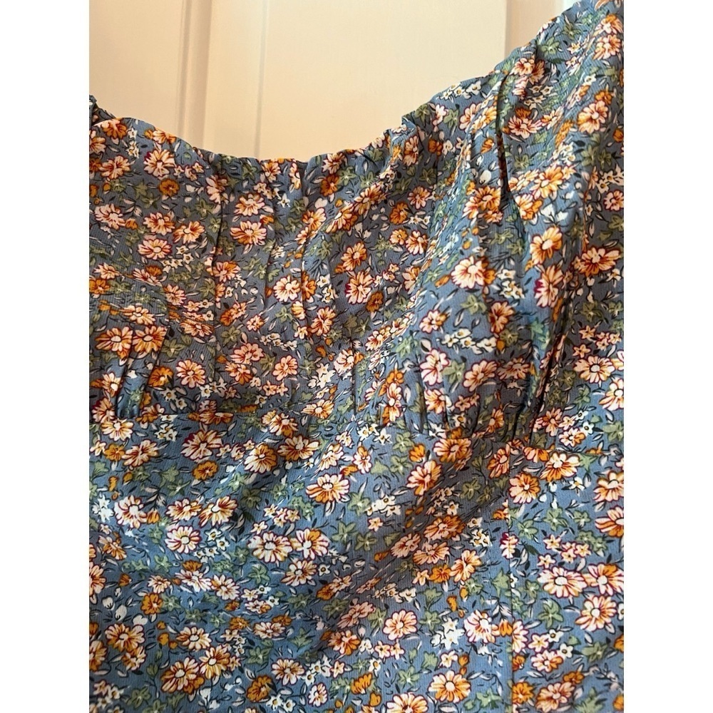 ASTR The Label Blue Ditzy Floral Smocked Back Bodice Boho Crop Top NWT XL #1023 - Picture 4 of 8